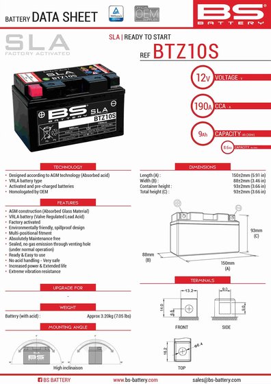 JET X 125 (2021 - 2022) btz10s sla battery | BS BATTERY